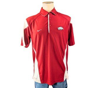 Arkansas Razorbacks Medium Red Colorblock Nike Dri-Fit Short Sleeve Polo